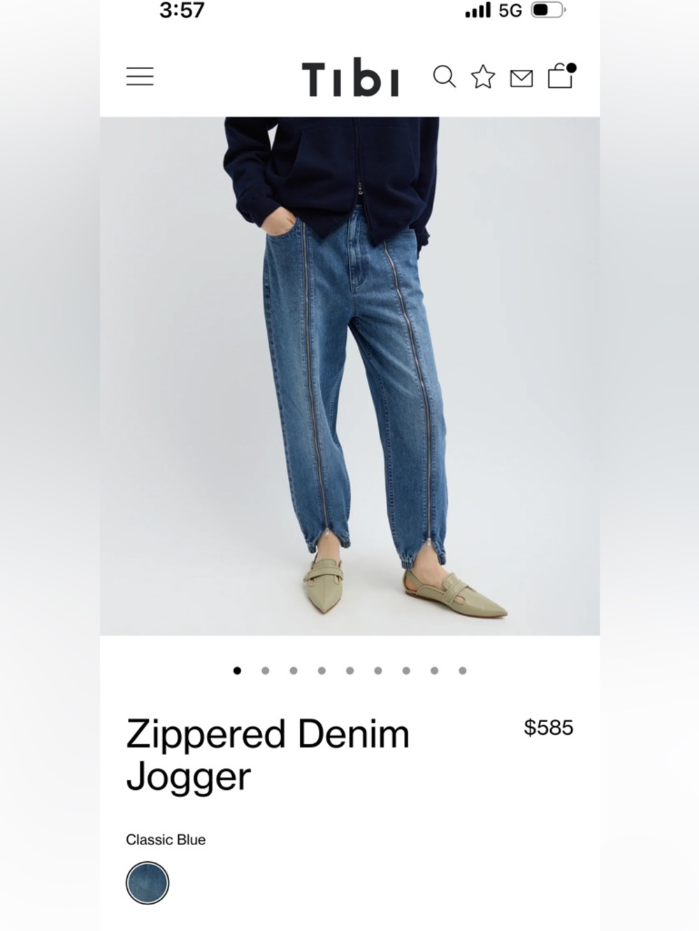 Tibi NWOT Zippered Denim Jogger